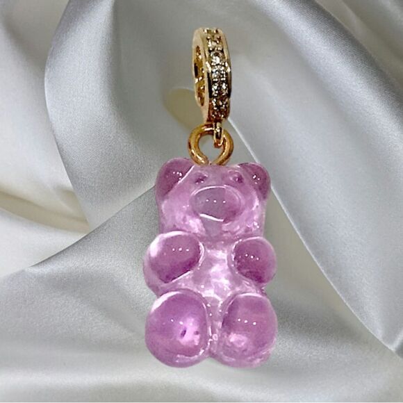 NOSTALGIC GUMMY BEAR CHARM PENDANT CUBIC ZIRCON 18K GOLD PLATED - Picture 1 of 3